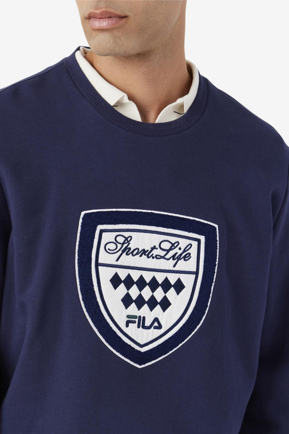 FILA Kush Crew 410 FILA NAVY / GARDENIA / JUNE BUG | Men Sweatshirts &amp; Hoodies