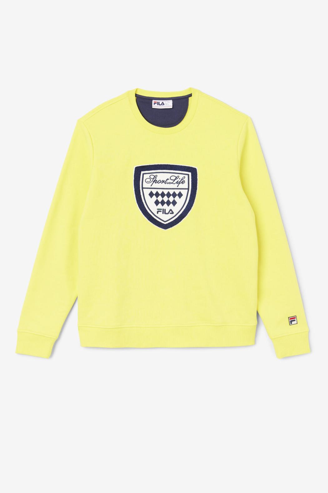 FILA Kush Crew 723 BLAZING YELLOW / FILA NAVY / GARDENIA | Men Sweatshirts &amp; Hoodies