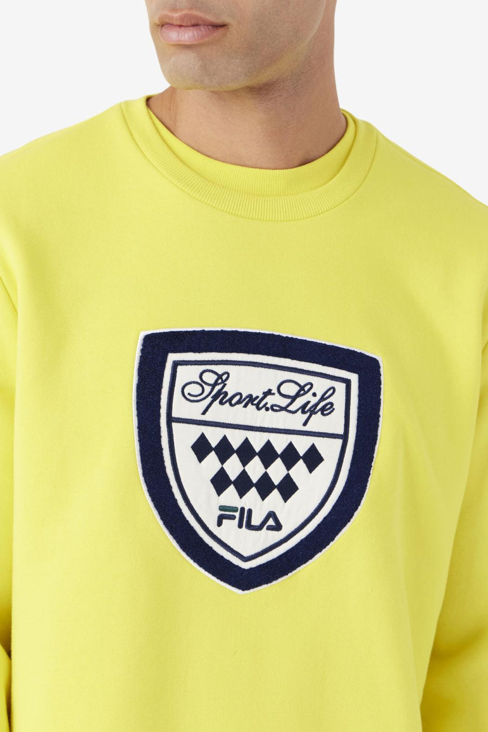 FILA Kush Crew 723 BLAZING YELLOW / FILA NAVY / GARDENIA | Men Sweatshirts &amp; Hoodies