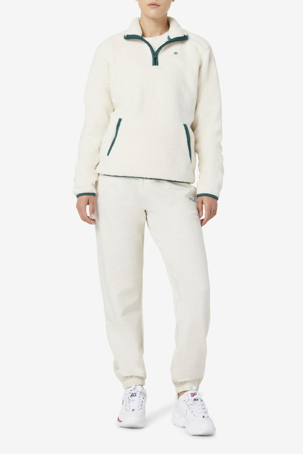 FILA Kyomi Quarter Zip Pullover 300 TOFU / FOREST BIOME | Women Jackets &amp; Outerwear