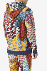 FILA Laylani Hoodie 933 MOONLIT OCEAN / RADIANT YELLOW / WHITE PRINT | Women Sweatshirts &amp; Hoodies