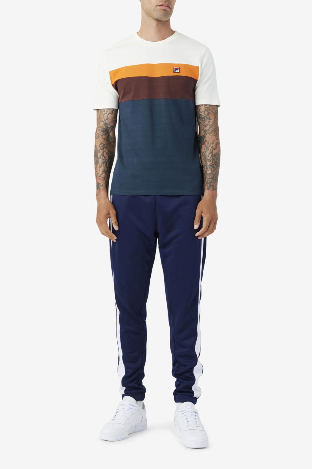 FILA Leary Crew 292 DARK TEAL / BROWN STONE / MANDARIN ORANGE | Men Tops