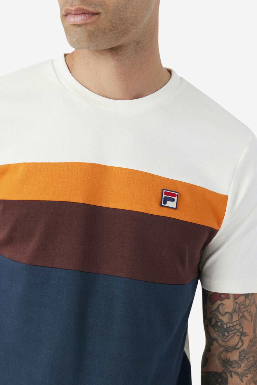FILA Leary Crew 292 DARK TEAL / BROWN STONE / MANDARIN ORANGE | Men Tops
