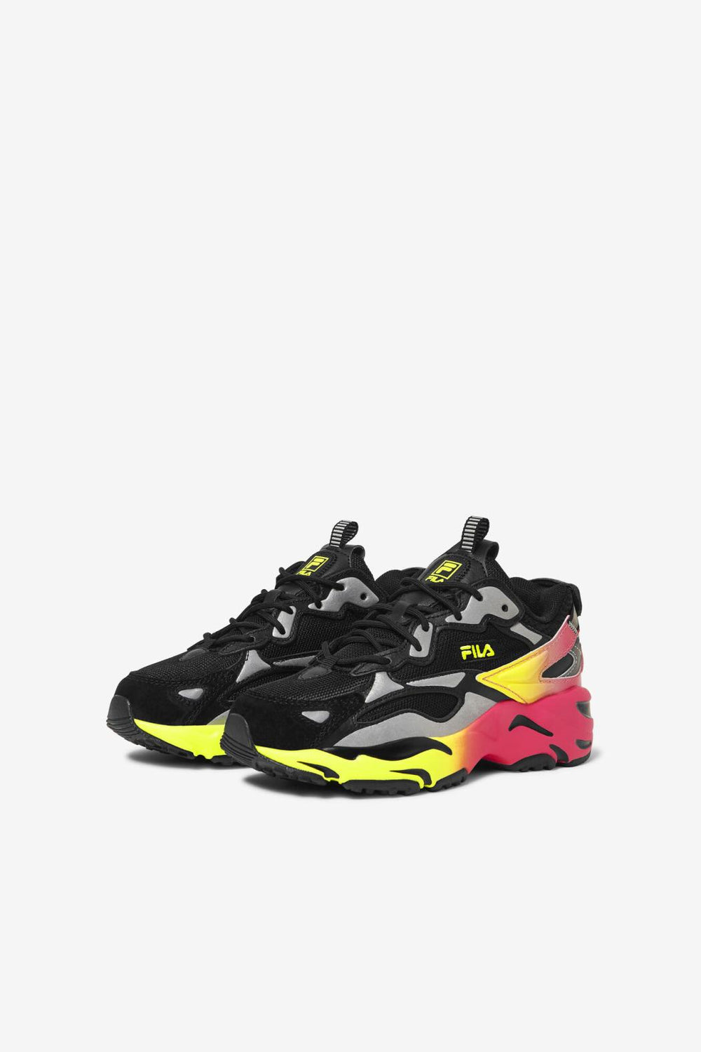 FILA Little Kids' Ray Tracer Apex 044 BLACK / SAFETY YELLOW / DEEP PINK | Kids Little Kids (10.5-3)