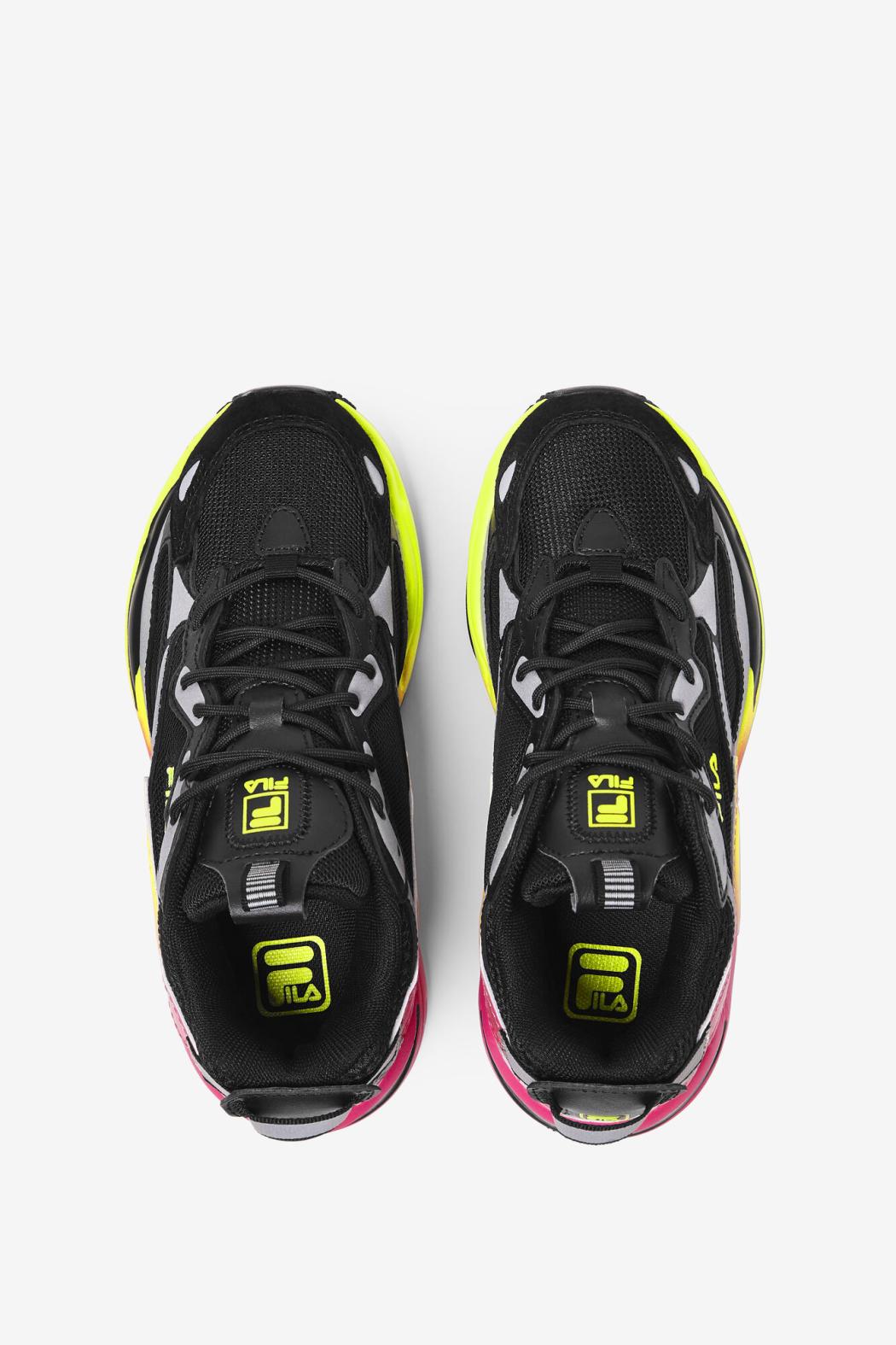 FILA Little Kids' Ray Tracer Apex 044 BLACK / SAFETY YELLOW / DEEP PINK | Kids Little Kids (10.5-3)