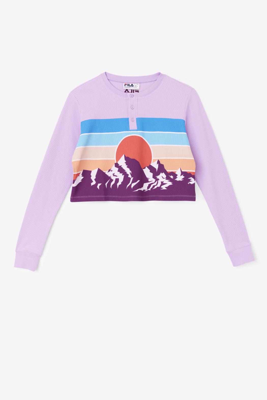 FILA Liza Thermal Henley CROC/PBEET | Women Tops &amp; T-Shirts