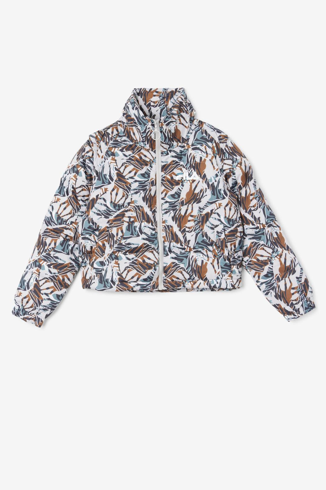 FILA Loretta Snap Off Sleeve Cropped Puffer Jacket 047 GIRAFFE PRINT | Women Jackets &amp; Outerwear