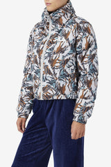 FILA Loretta Snap Off Sleeve Cropped Puffer Jacket 047 GIRAFFE PRINT | Women Jackets &amp; Outerwear