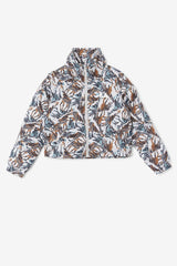 FILA Loretta Snap Off Sleeve Cropped Puffer Jacket 047 GIRAFFE PRINT | Women Jackets &amp; Outerwear