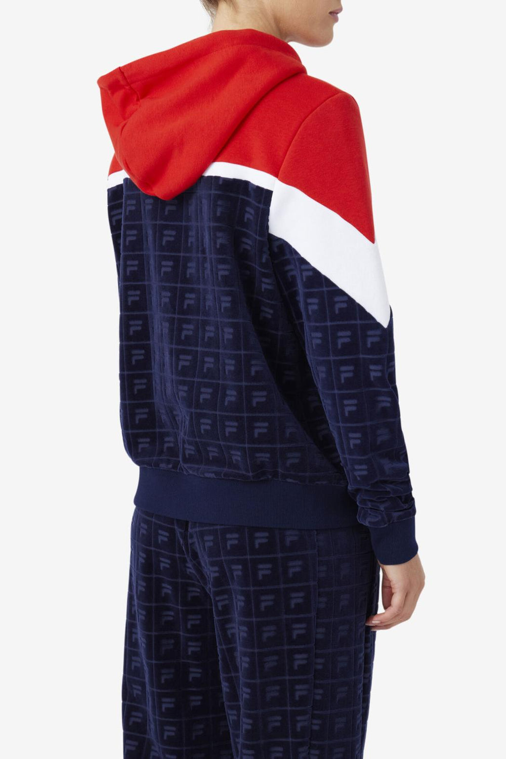FILA Lorri Velour Hoodie 410 FILA NAVY / FILA RED / WHITE | Women Sweatshirts &amp; Hoodies