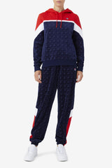 FILA Lorri Velour Hoodie 410 FILA NAVY / FILA RED / WHITE | Women Sweatshirts &amp; Hoodies