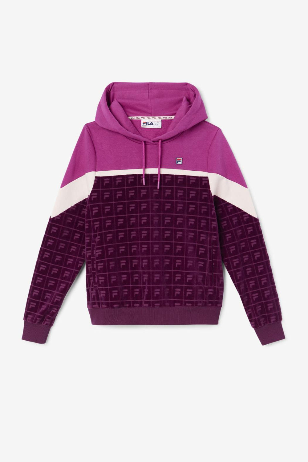 FILA Lorri Velour Hoodie 894 GRAPE WINE / BATON ROUGE / POTPOURRI | Women Sweatshirts &amp; Hoodies