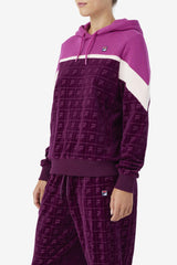 FILA Lorri Velour Hoodie 894 GRAPE WINE / BATON ROUGE / POTPOURRI | Women Sweatshirts &amp; Hoodies