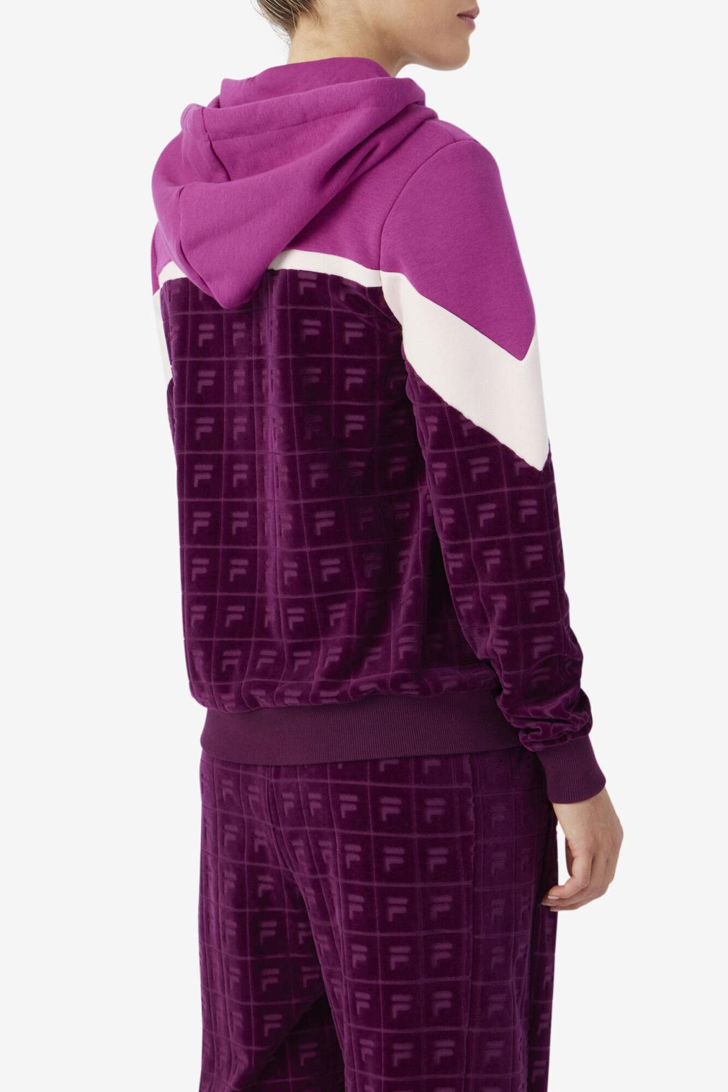 FILA Lorri Velour Hoodie 894 GRAPE WINE / BATON ROUGE / POTPOURRI | Women Sweatshirts &amp; Hoodies