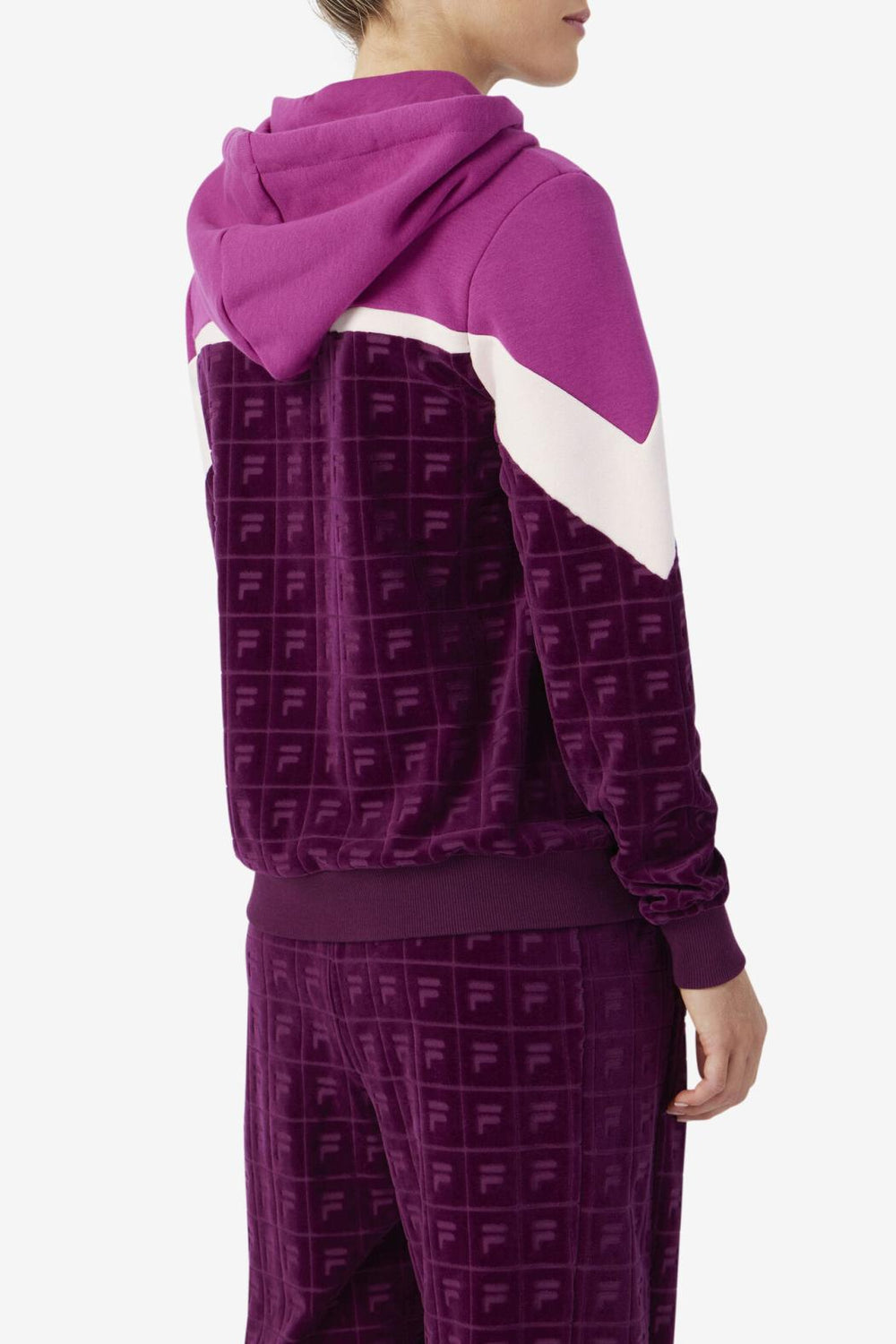 FILA Lorri Velour Hoodie 894 GRAPE WINE / BATON ROUGE / POTPOURRI | Women Sweatshirts &amp; Hoodies