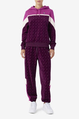 FILA Lorri Velour Hoodie 894 GRAPE WINE / BATON ROUGE / POTPOURRI | Women Sweatshirts &amp; Hoodies