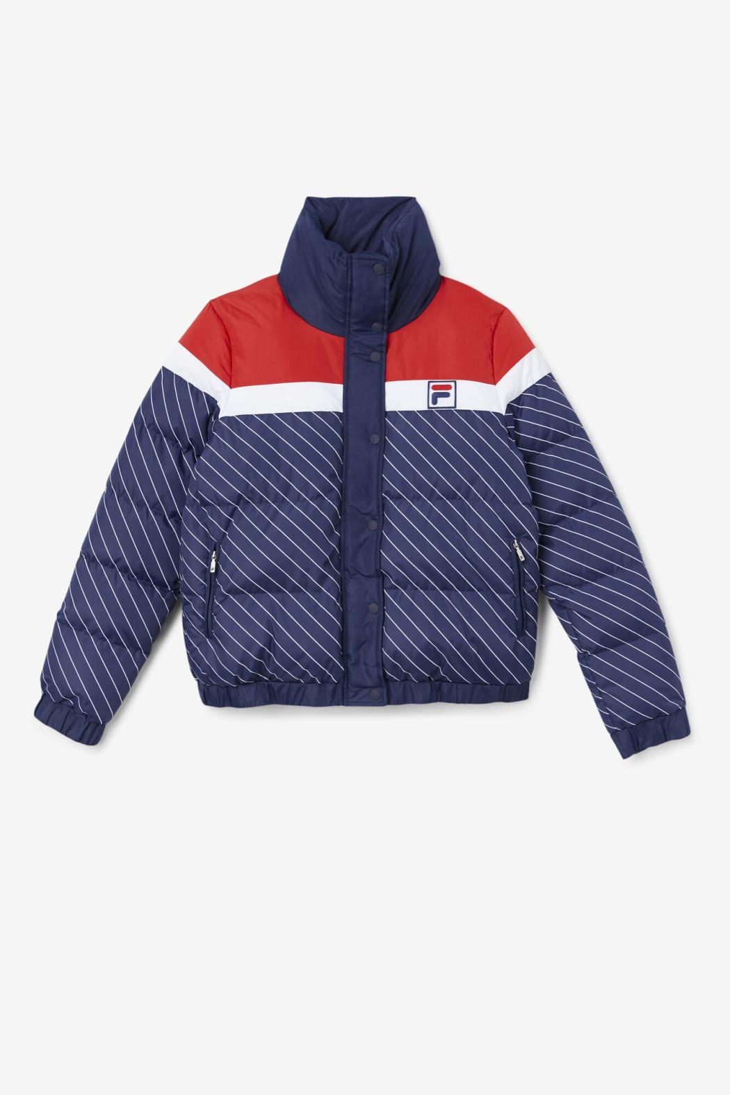 FILA Lottie Puffer Jacket 410 FILA NAVY / WHITE / FILA RED | Women Jackets &amp; Outerwear