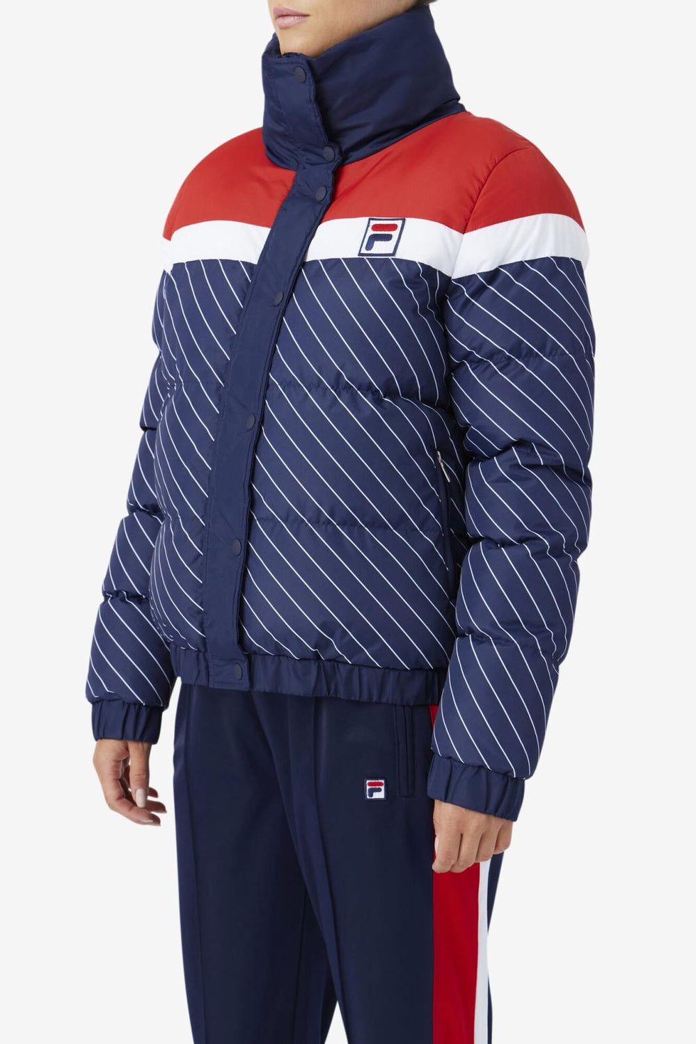 FILA Lottie Puffer Jacket 410 FILA NAVY / WHITE / FILA RED | Women Jackets &amp; Outerwear