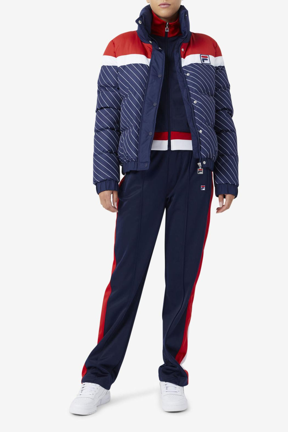 FILA Lottie Puffer Jacket 410 FILA NAVY / WHITE / FILA RED | Women Jackets &amp; Outerwear