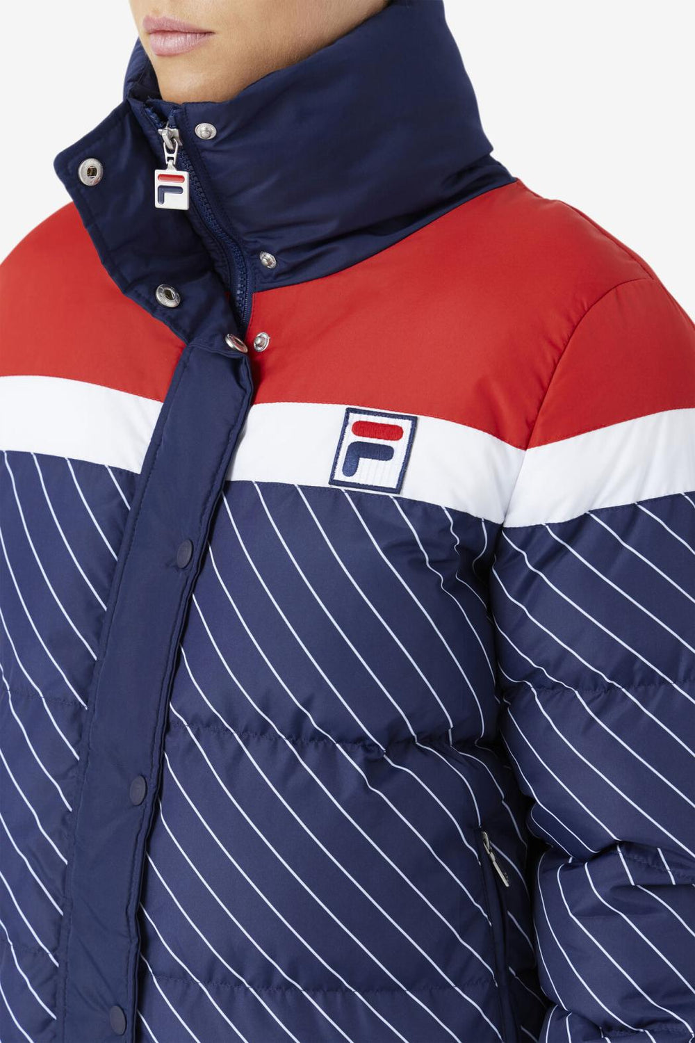 FILA Lottie Puffer Jacket 410 FILA NAVY / WHITE / FILA RED | Women Jackets &amp; Outerwear