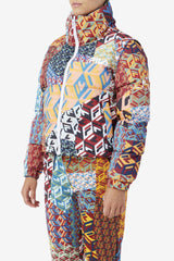 FILA Marina Snapoff Sleeve Puffer 933 MOONLIT OCEAN / RADIAN YELLOW / WHITE PRINT | Women Jackets &amp; Outerwear