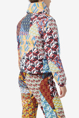 FILA Marina Snapoff Sleeve Puffer 933 MOONLIT OCEAN / RADIAN YELLOW / WHITE PRINT | Women Jackets &amp; Outerwear