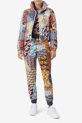 FILA Marina Snapoff Sleeve Puffer 933 MOONLIT OCEAN / RADIAN YELLOW / WHITE PRINT | Women Jackets &amp; Outerwear