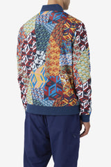 FILA Mav Bomber Jacket 933 MOONLIT OCEAN / RADIAN YELLOW / WHITE PRINT | Men Sweaters &amp; Outerwear