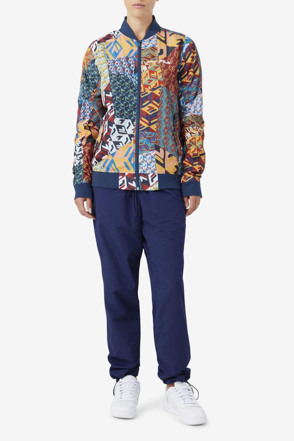 FILA Mav Bomber Jacket 933 MOONLIT OCEAN / RADIAN YELLOW / WHITE PRINT | Men Sweaters &amp; Outerwear