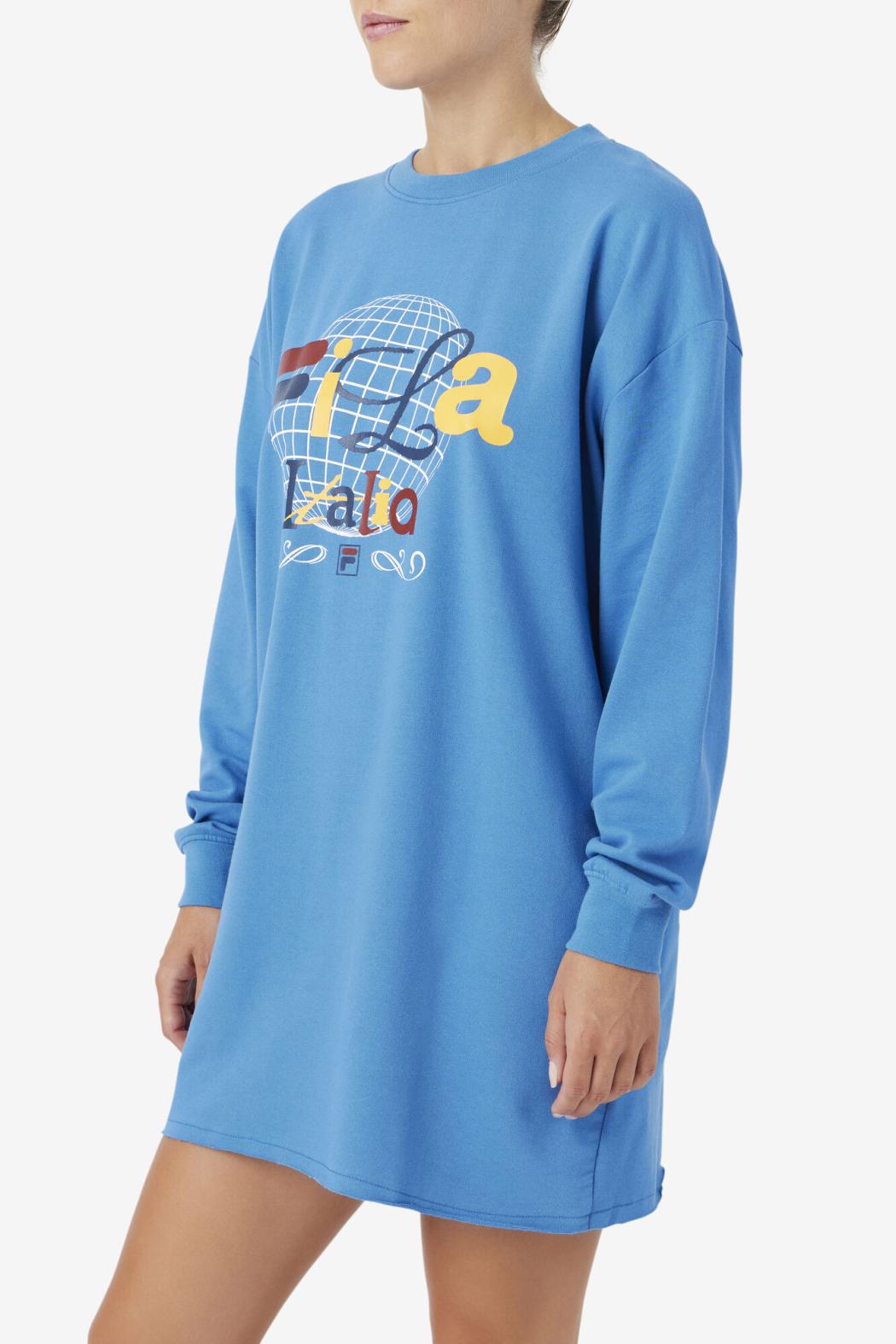 FILA Mazik T-Shirt Dress 925 VALLARTA BLUE / WHITE | Women Dresses &amp; Rompers