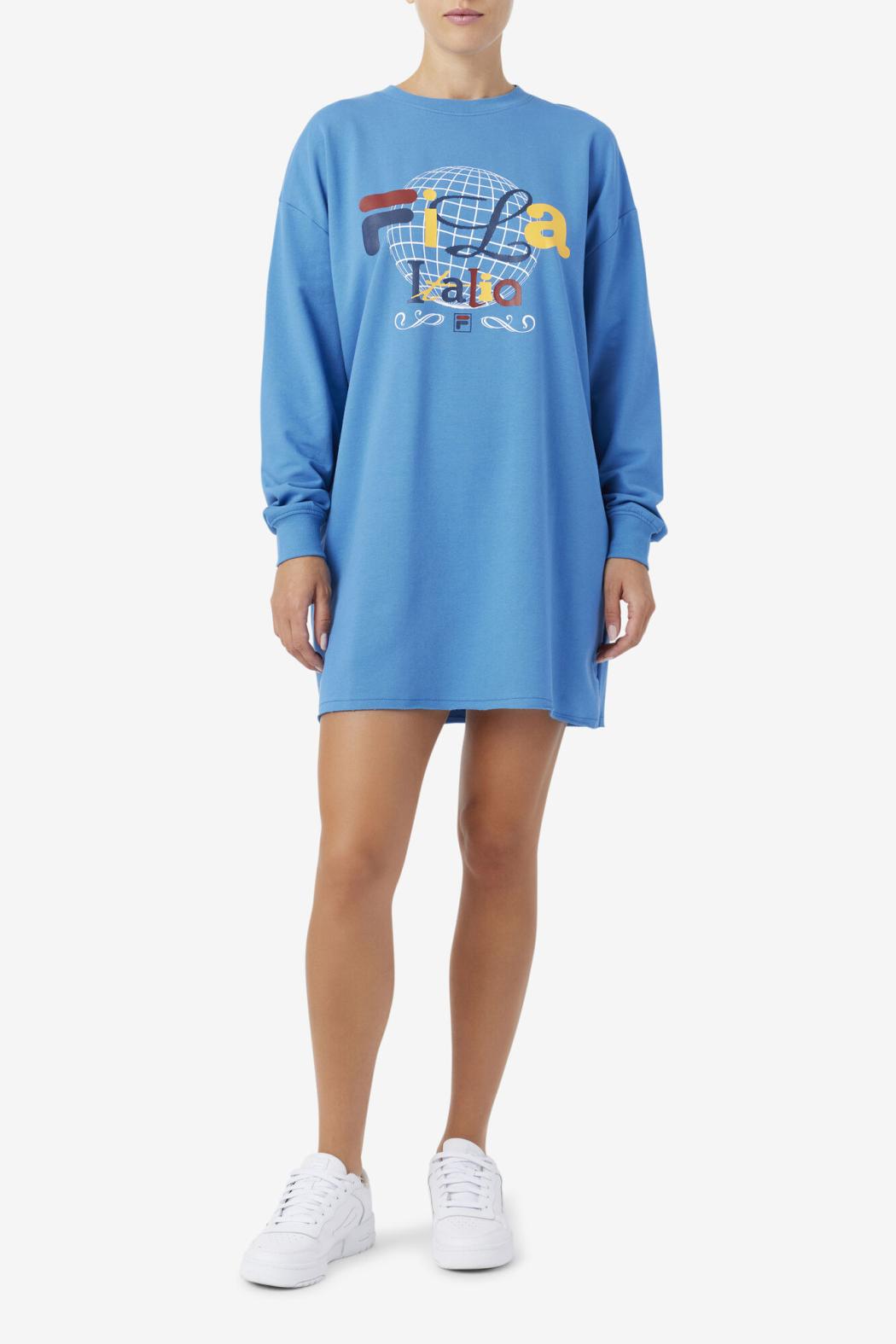 FILA Mazik T-Shirt Dress 925 VALLARTA BLUE / WHITE | Women Dresses &amp; Rompers