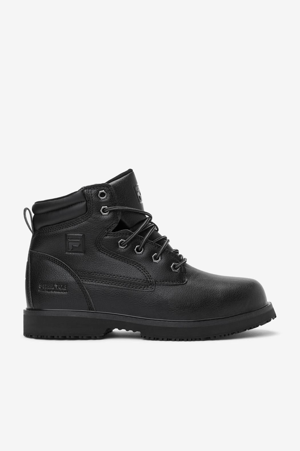 FILA Men's Landing Steel Slip Resistant Steel Toe Boot BLK/BLK/BLK | Men Steel Toe Shoes
