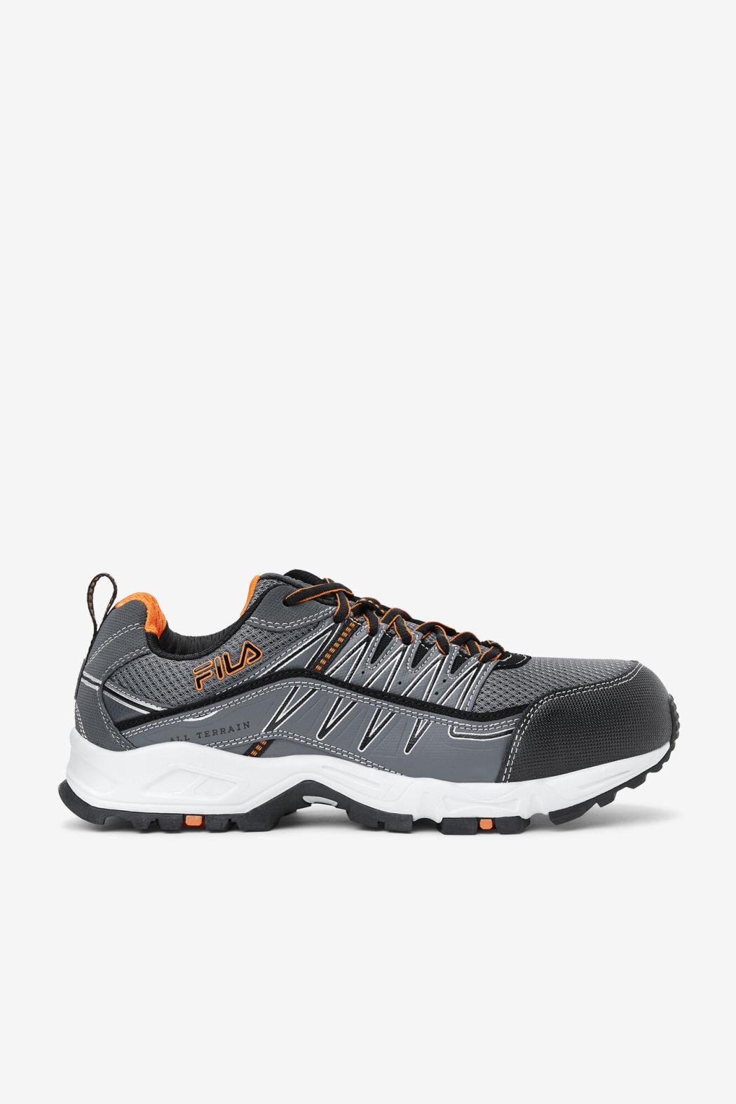 FILA Men's Memory All Terrain Peak Composite Toe Shoe 054 CASTLEROCK / BLACK / VIBRANT ORANGE | Men Composite Toe Shoes