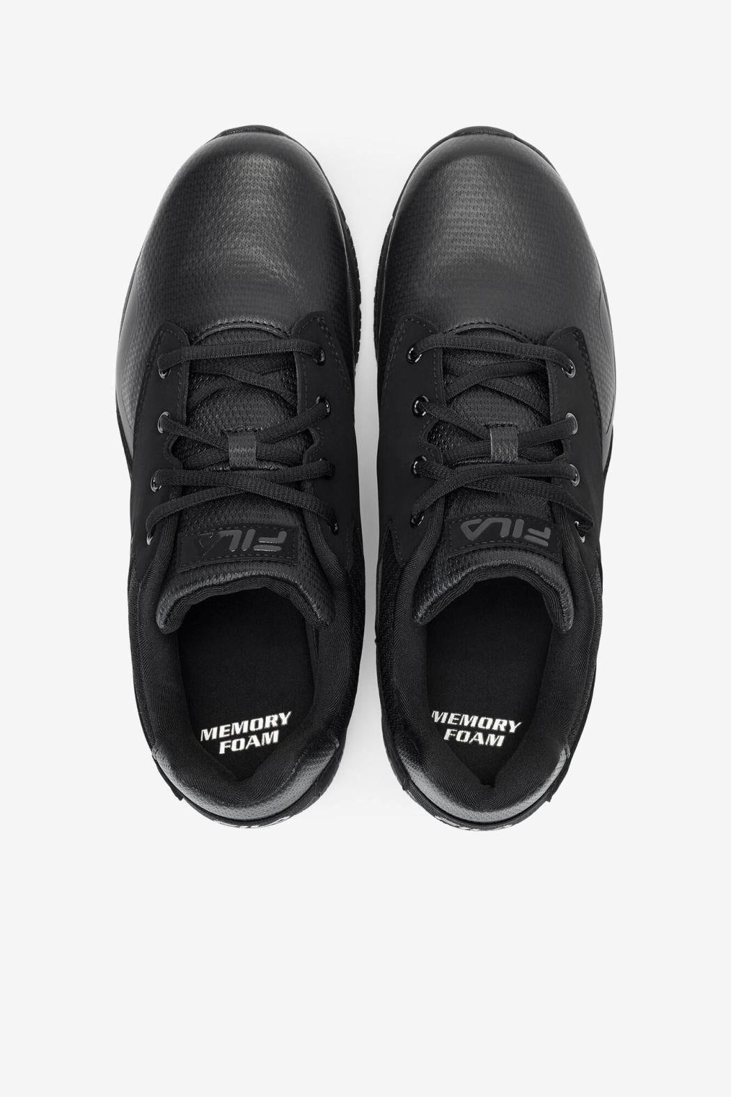 FILA Men's Memory Layers Slip Resistant Shoe 001 BLACK / BLACK / BLACK | Men Slip Resistant Shoes
