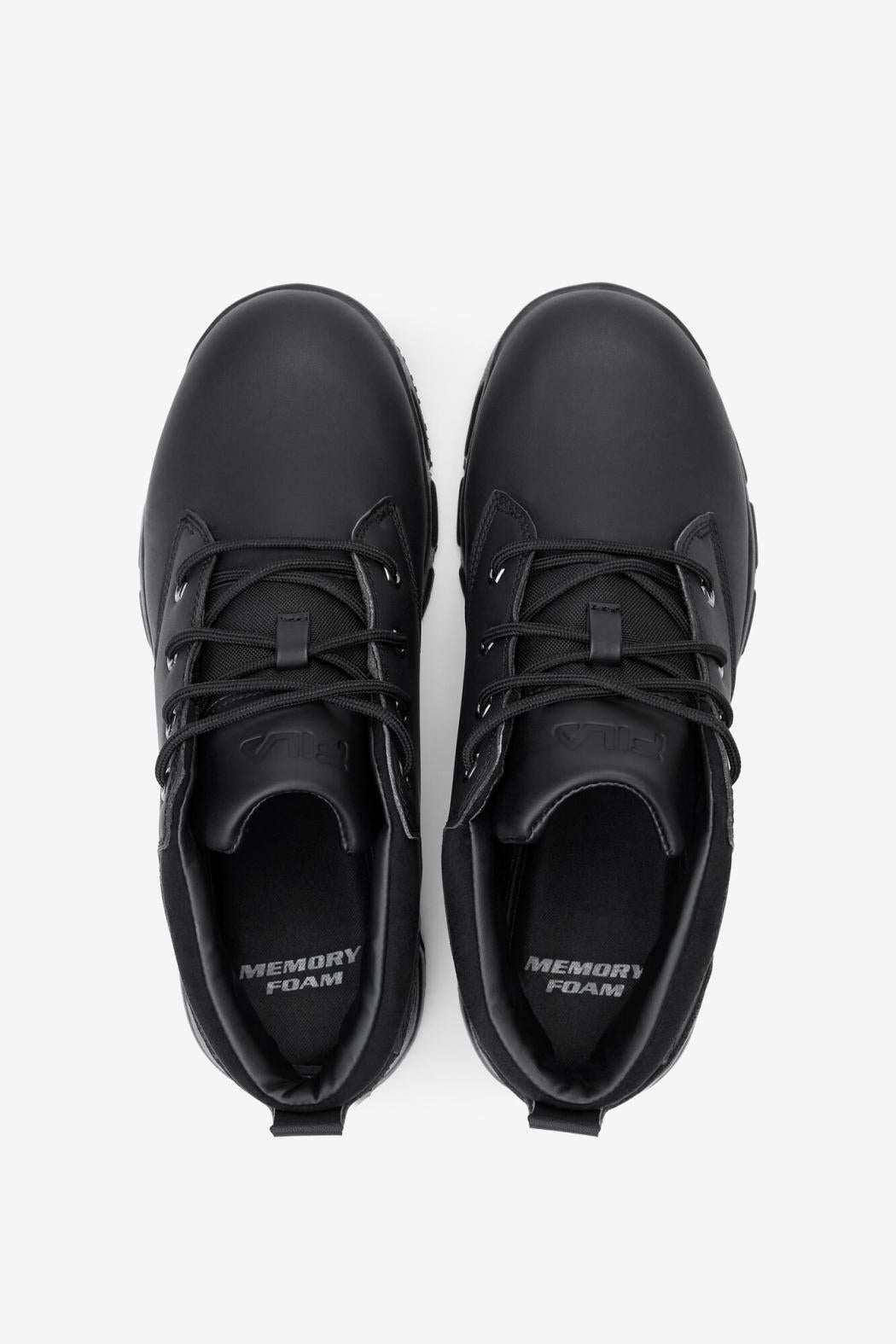 FILA Men's Memory Mike Mid Slip Resistant Shoe 001 BLACK / BLACK / METALLIC SILVER | Men Slip Resistant Shoes