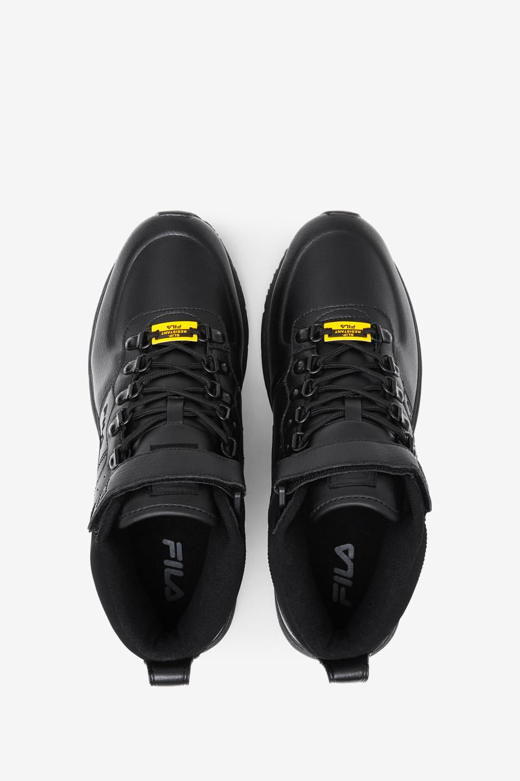 FILA Men's Weathertech LT Slip Resistant 004 BLACK / DARK SILVER / BLACK | Men Slip Resistant Shoes