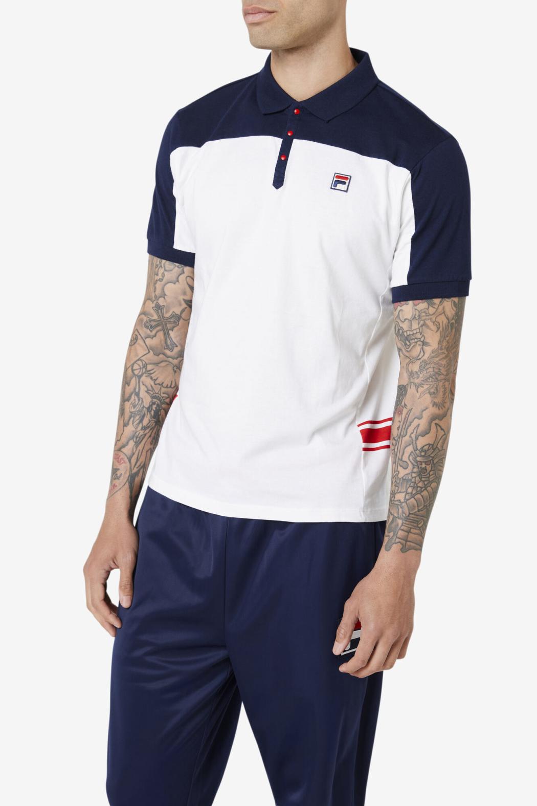 FILA Mivvi Polo 100 WHITE / NAVY / RED | Men Polo &amp; Rugby Shirts
