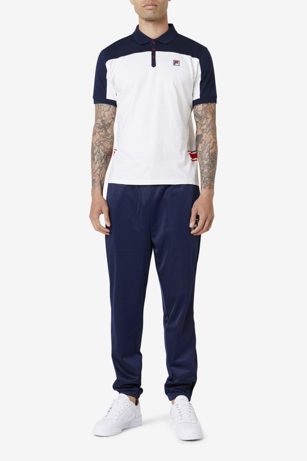 FILA Mivvi Polo 100 WHITE / NAVY / RED | Men Polo &amp; Rugby Shirts