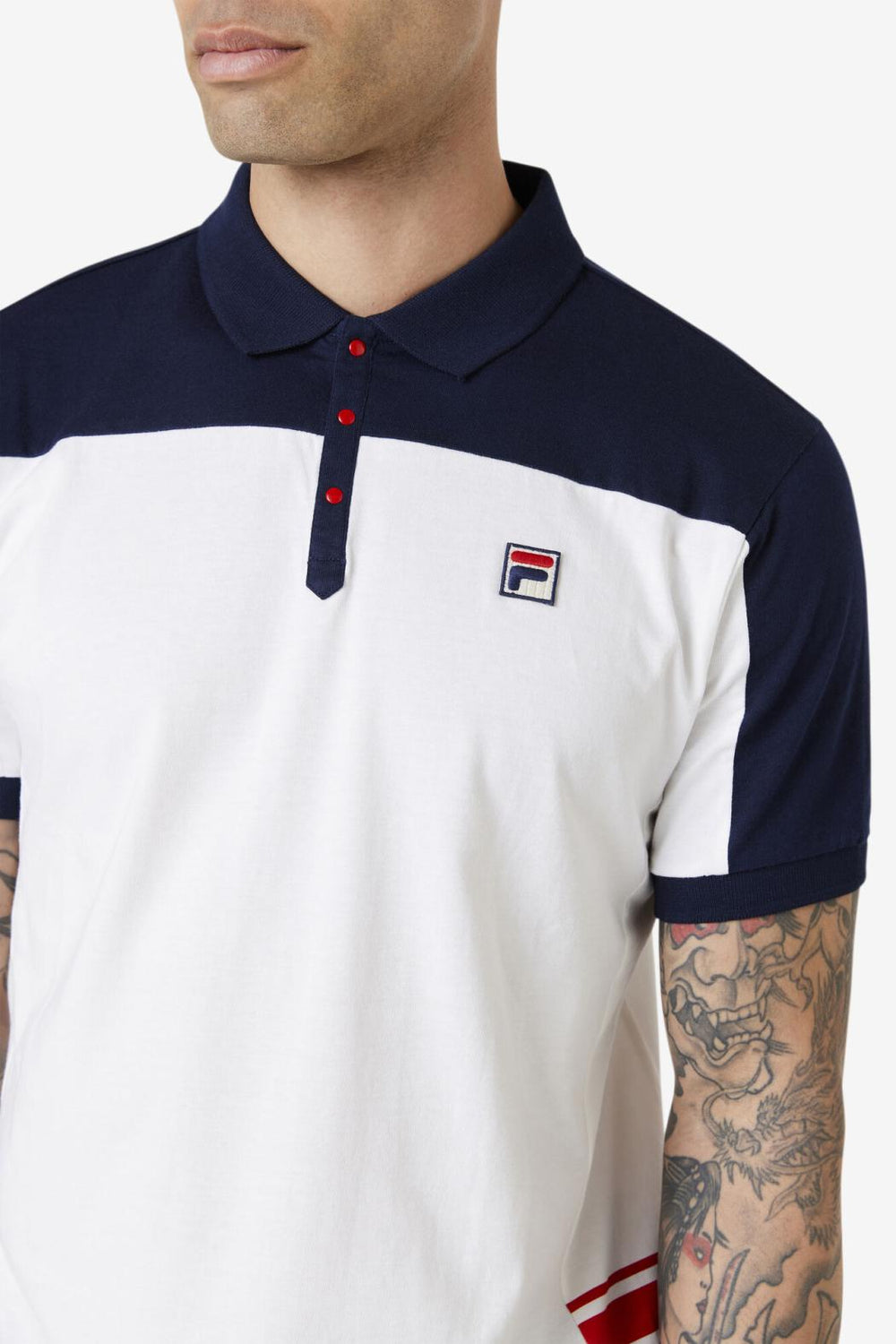 FILA Mivvi Polo 100 WHITE / NAVY / RED | Men Polo &amp; Rugby Shirts