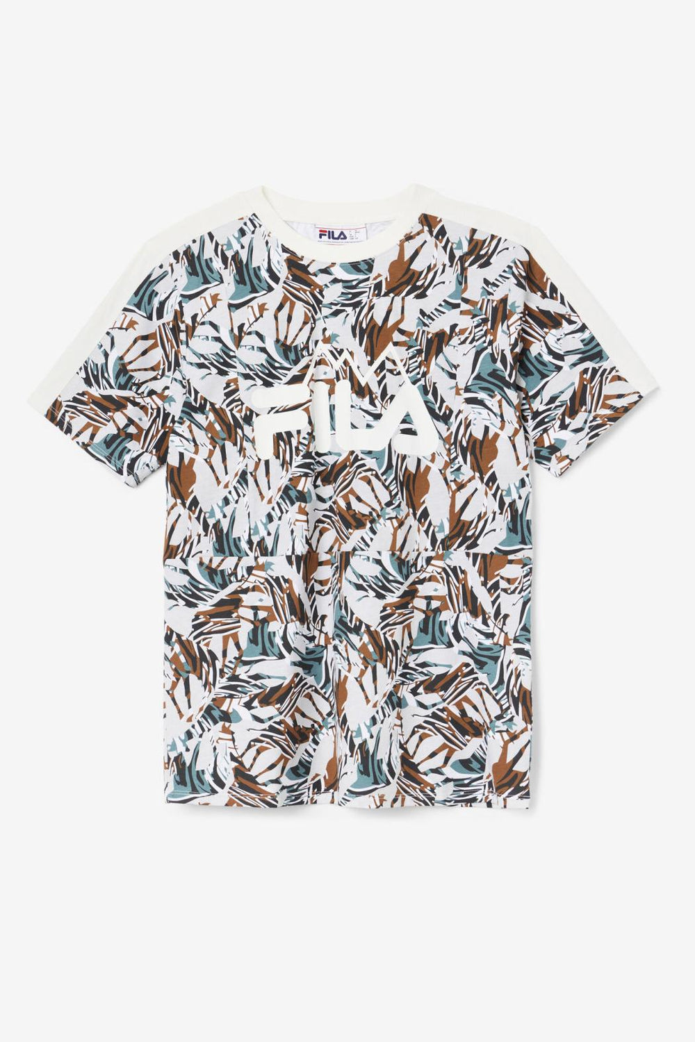 FILA Nataly Boyfriend Tee 172 EGRET / STORMY WEATHER / EGRET / DEEP LAKE PRINT | Women Tops &amp; T-Shirts