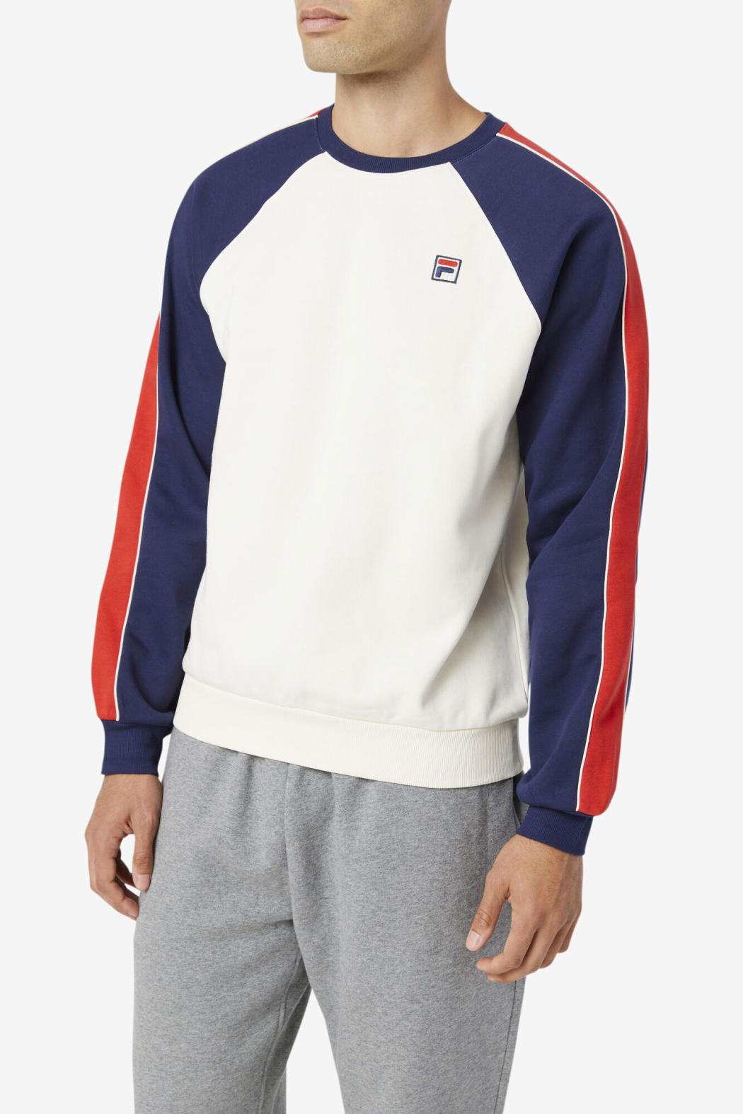 FILA Nestor Crew 077 WHISPER WHITE / PEACOAT / RED | Men Sweatshirts &amp; Hoodies