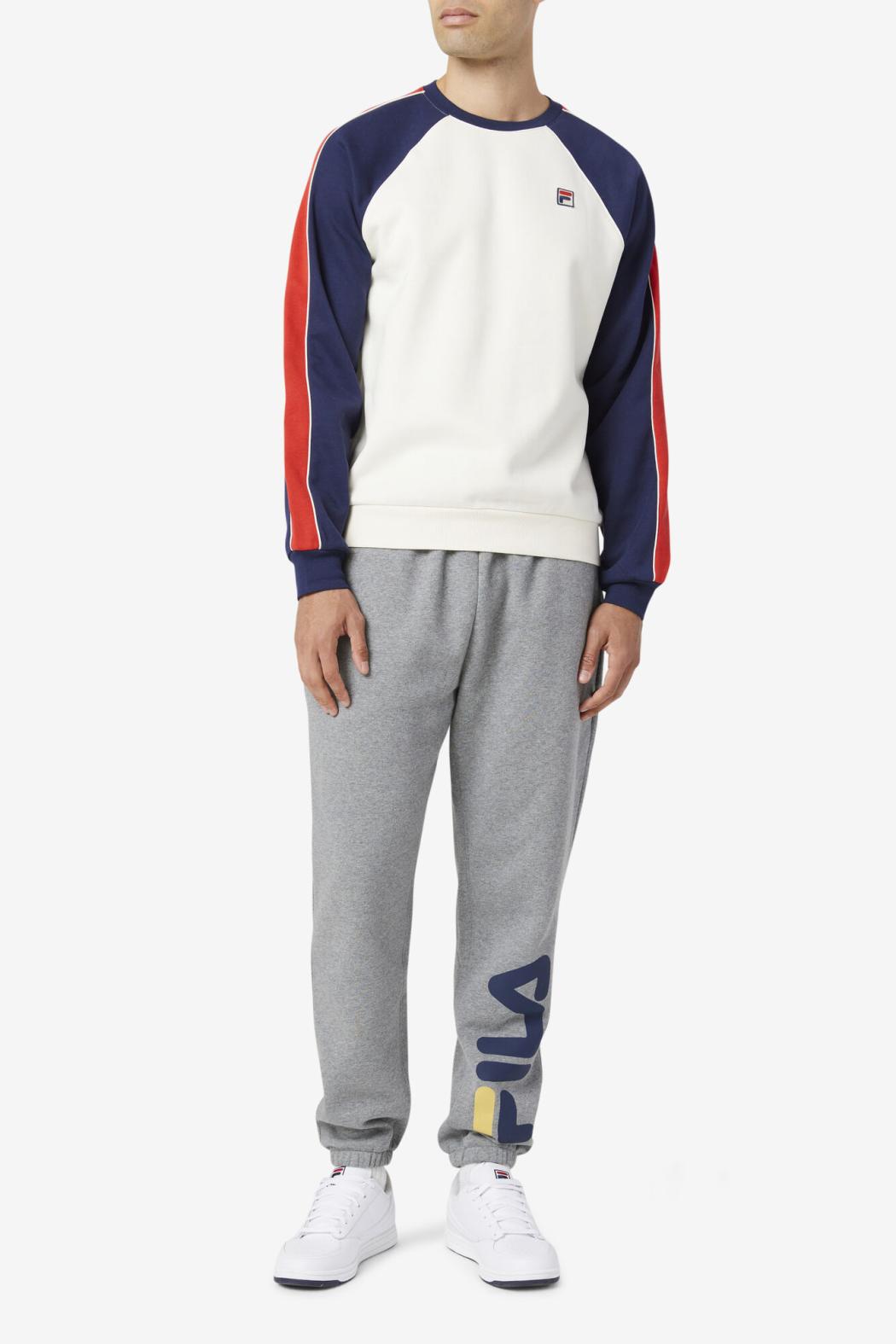 FILA Nestor Crew 077 WHISPER WHITE / PEACOAT / RED | Men Sweatshirts &amp; Hoodies