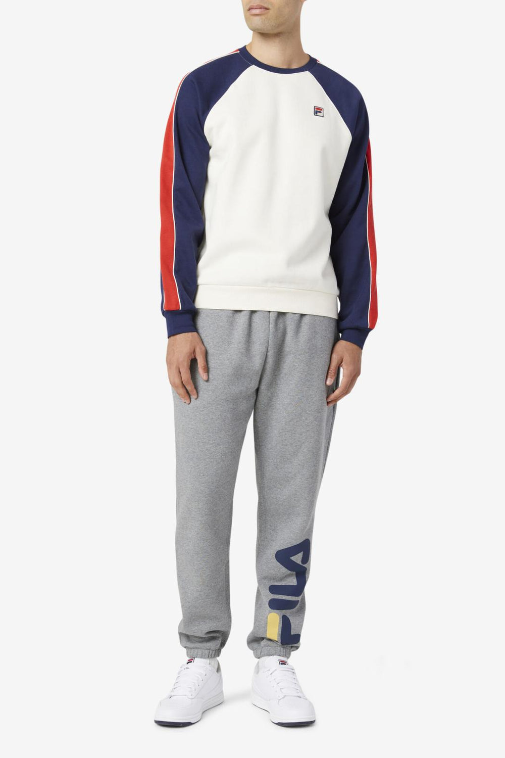 FILA Nestor Crew 077 WHISPER WHITE / PEACOAT / RED | Men Sweatshirts &amp; Hoodies