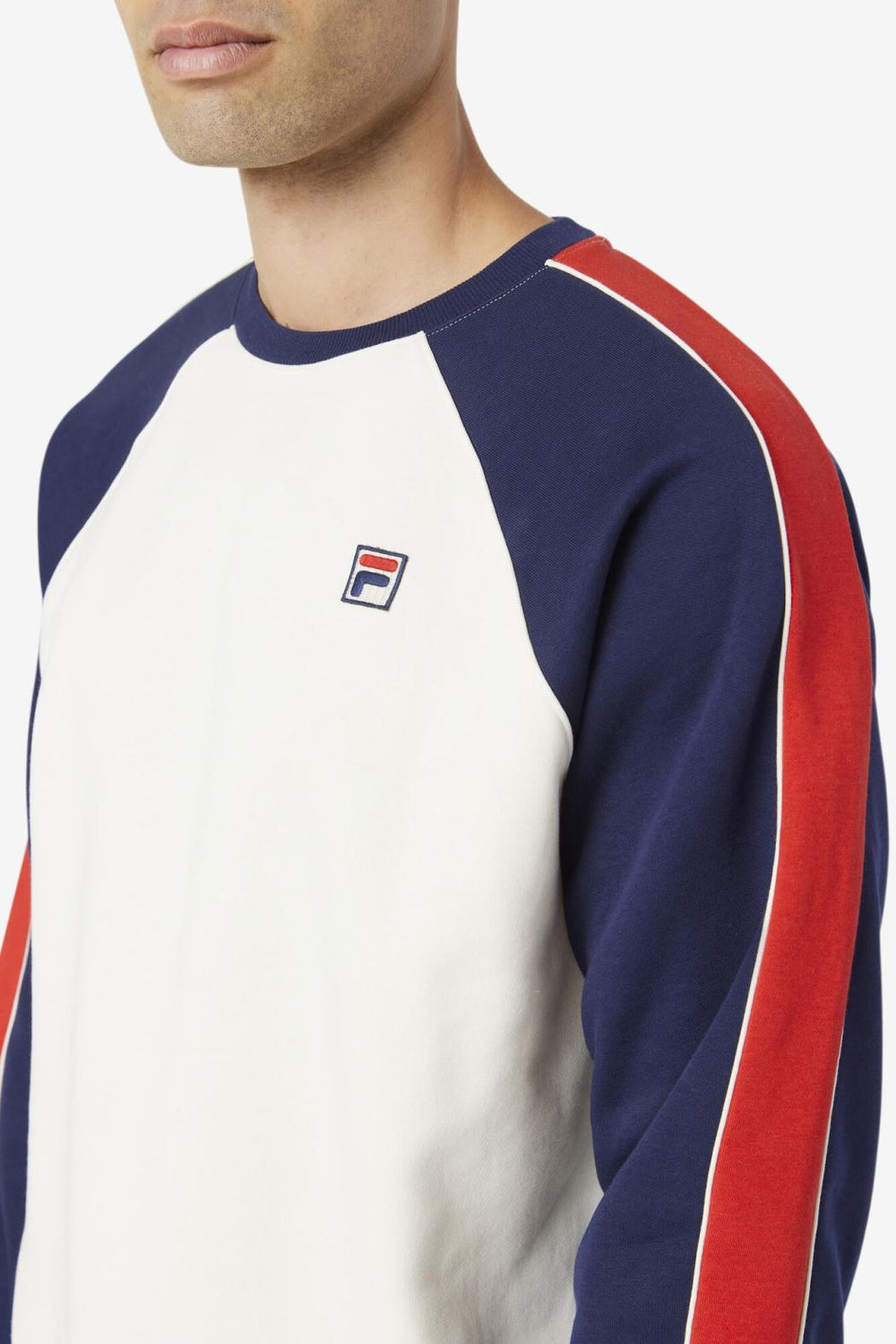 FILA Nestor Crew 077 WHISPER WHITE / PEACOAT / RED | Men Sweatshirts &amp; Hoodies
