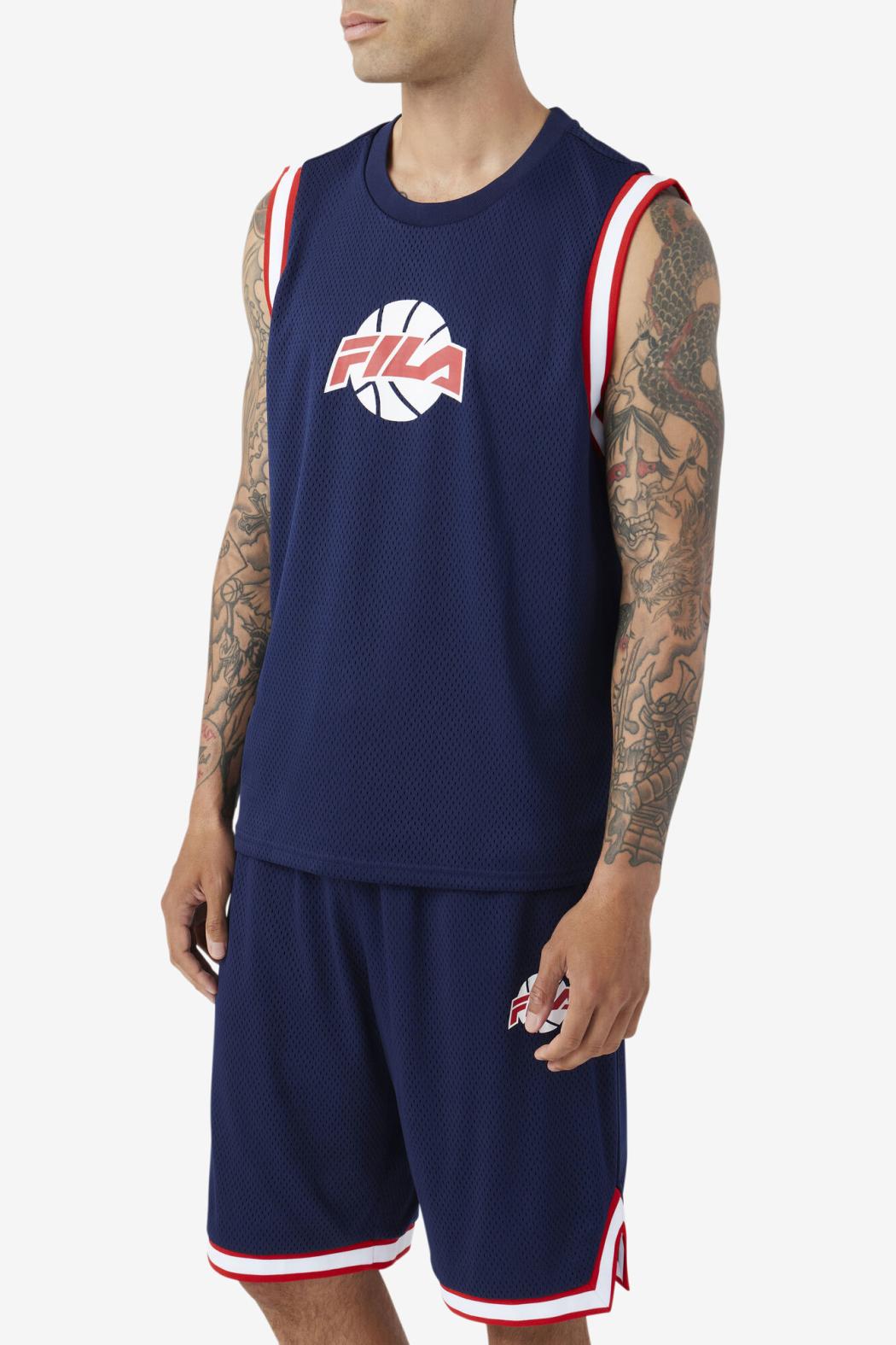FILA Ovi Basketball Jersey 410 FILA NAVY / FILA RED / WHITE | Men Tops