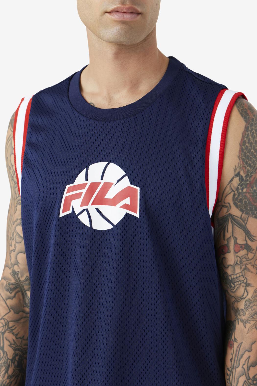 FILA Ovi Basketball Jersey 410 FILA NAVY / FILA RED / WHITE | Men Tops