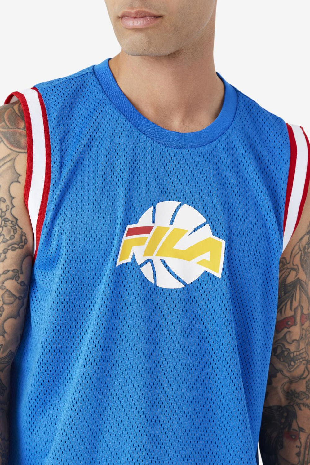 FILA Ovi Basketball Jersey 466 PRINCE BLUE / WHITE / FILA RED / GOLD FUSION | Men Tops