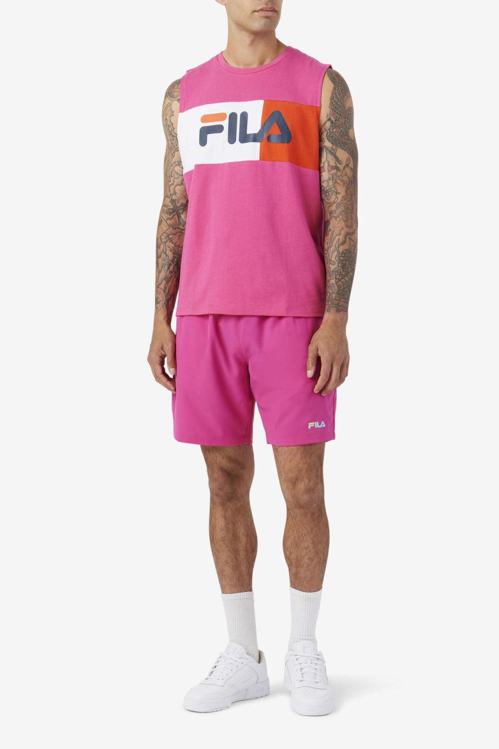 FILA Ozni Sleeveless Tee 677 FUCHSIA PURPLE / WHITE / FRENCH NAVY | Men Tops
