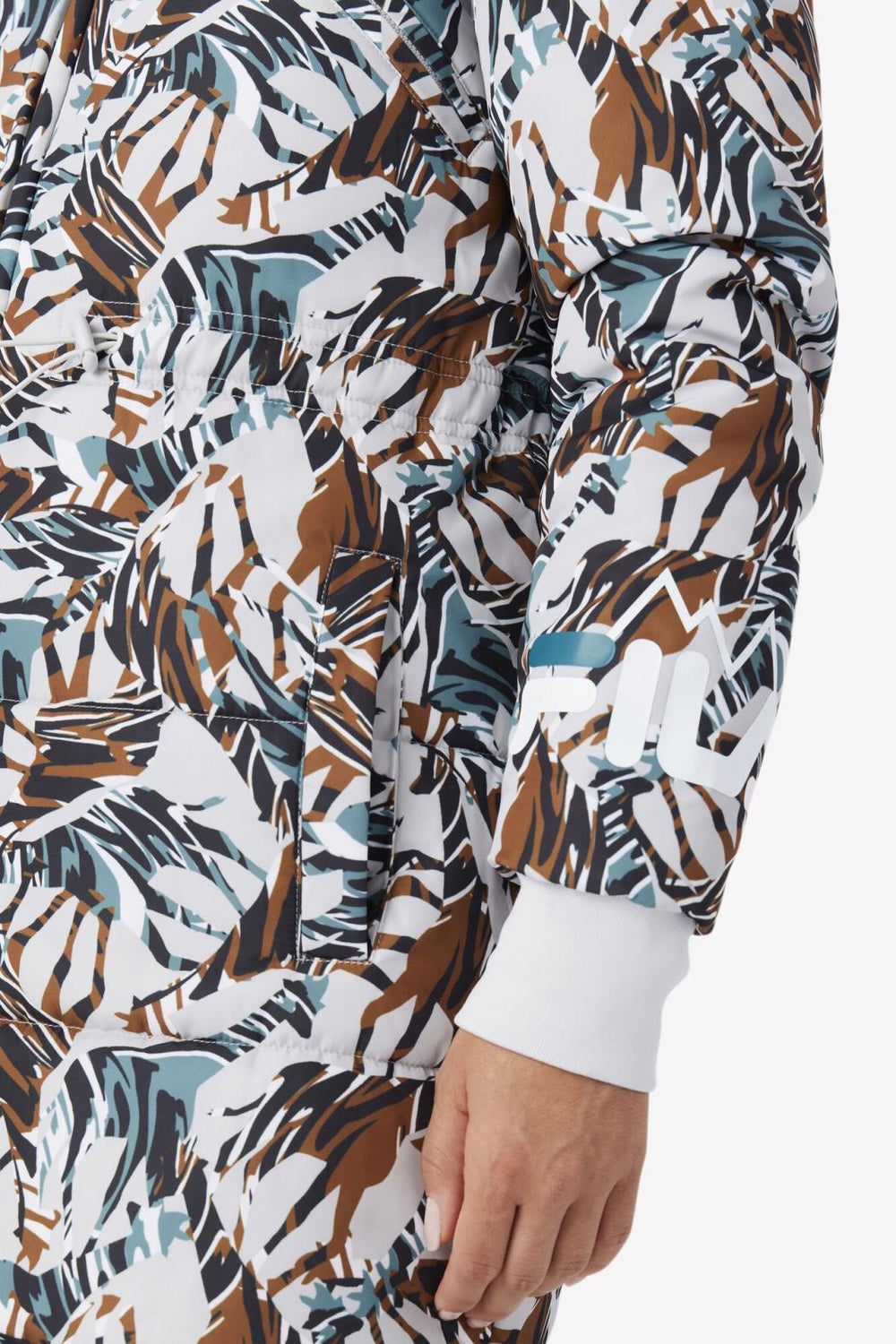 FILA Paulana Giraffe Print Long Puffer Coat 047 GIRAFFE PRINT | Women Jackets &amp; Outerwear