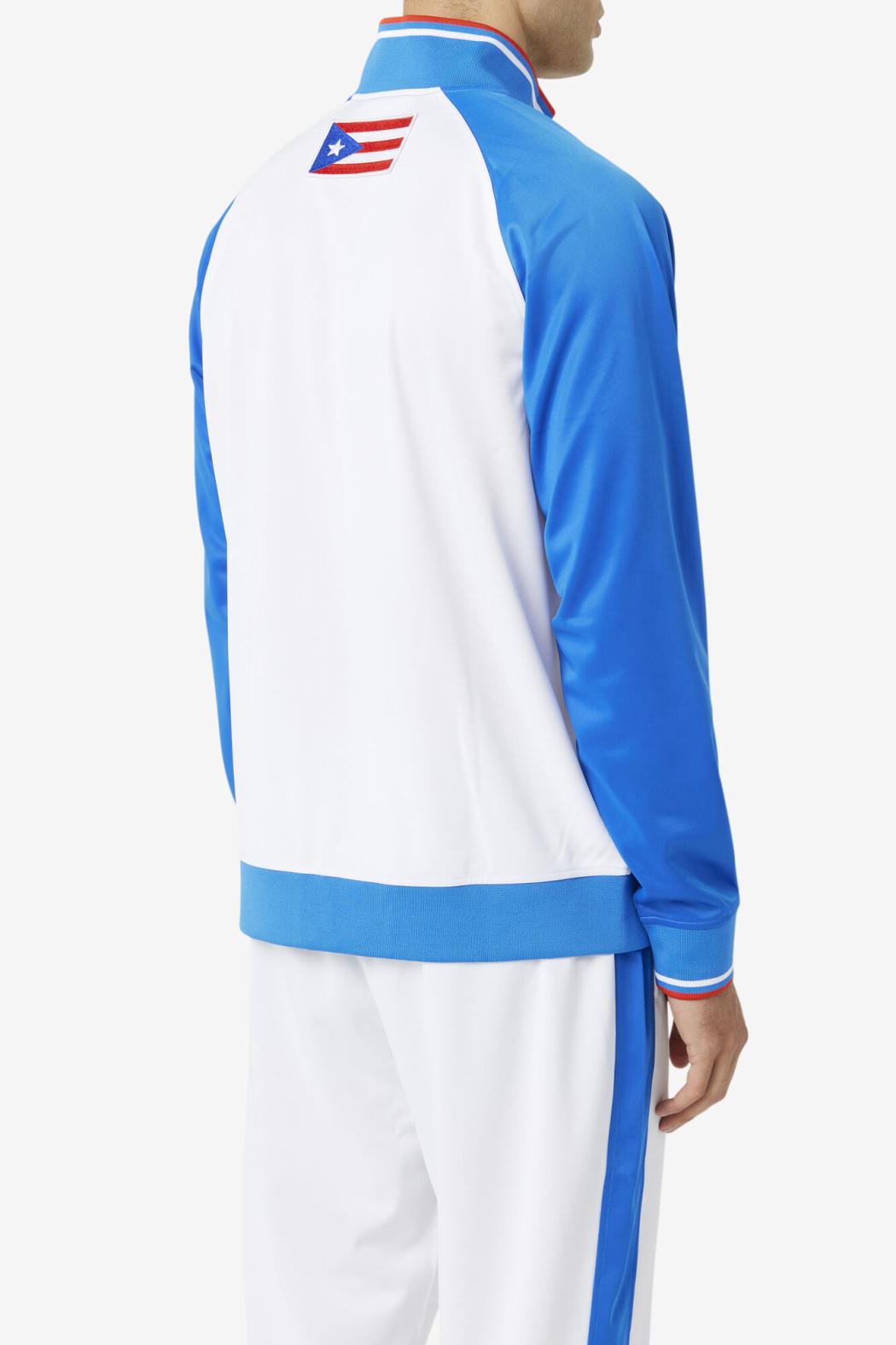 FILA Puerto Rico Track Jacket 100 WHITE / PRINCESS BLUE / FIERY RED | Men Sweatsuits &amp; Tracksuits